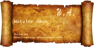 Wetzler Ákos névjegykártya